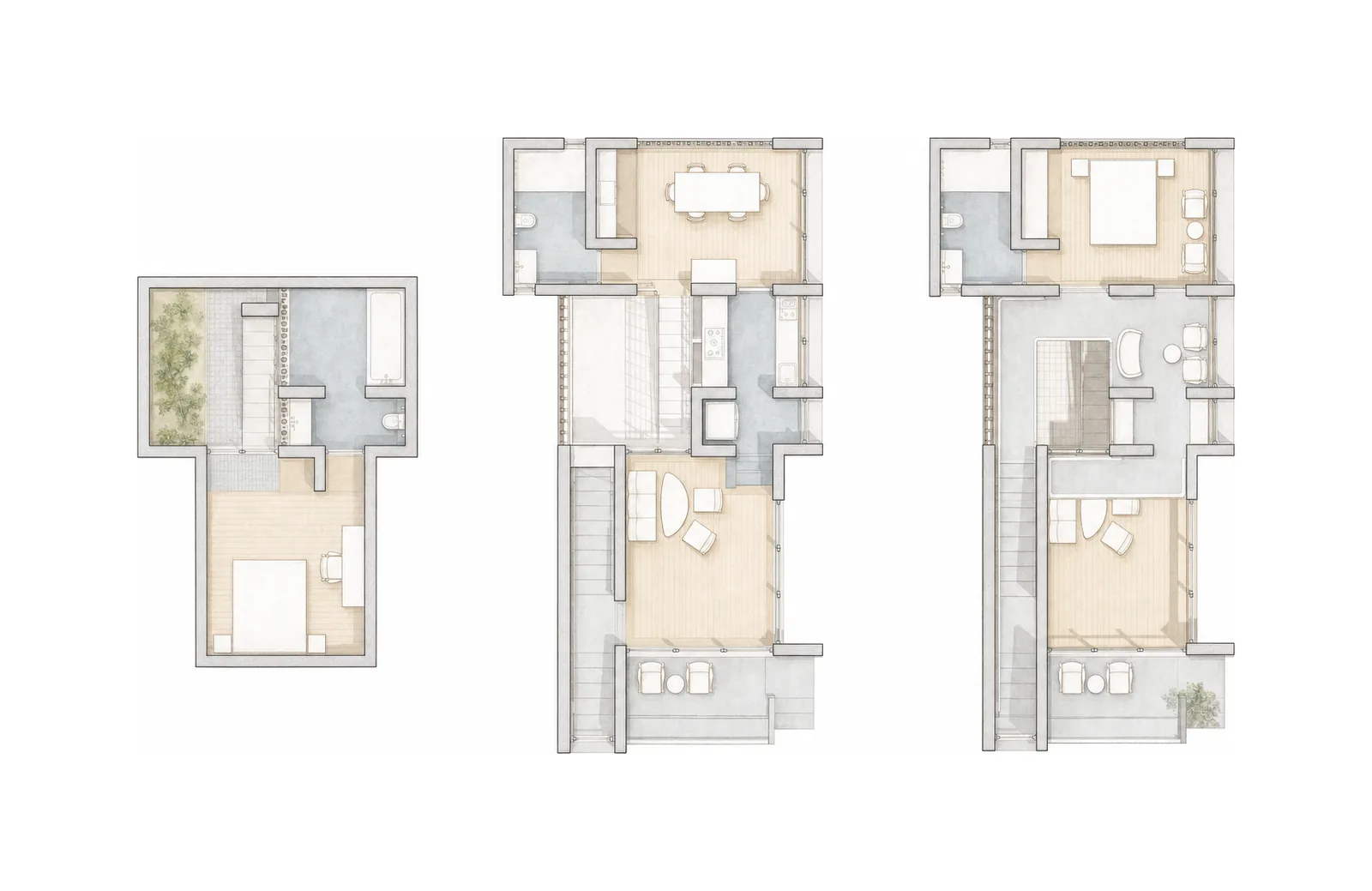 Three floor plans