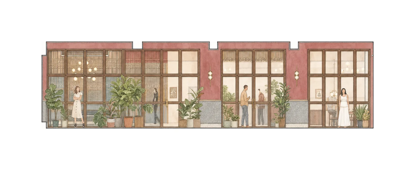 EPISODE Kolkata — Architectural section elevation D showing transverse chamber clearances and wall panelling.