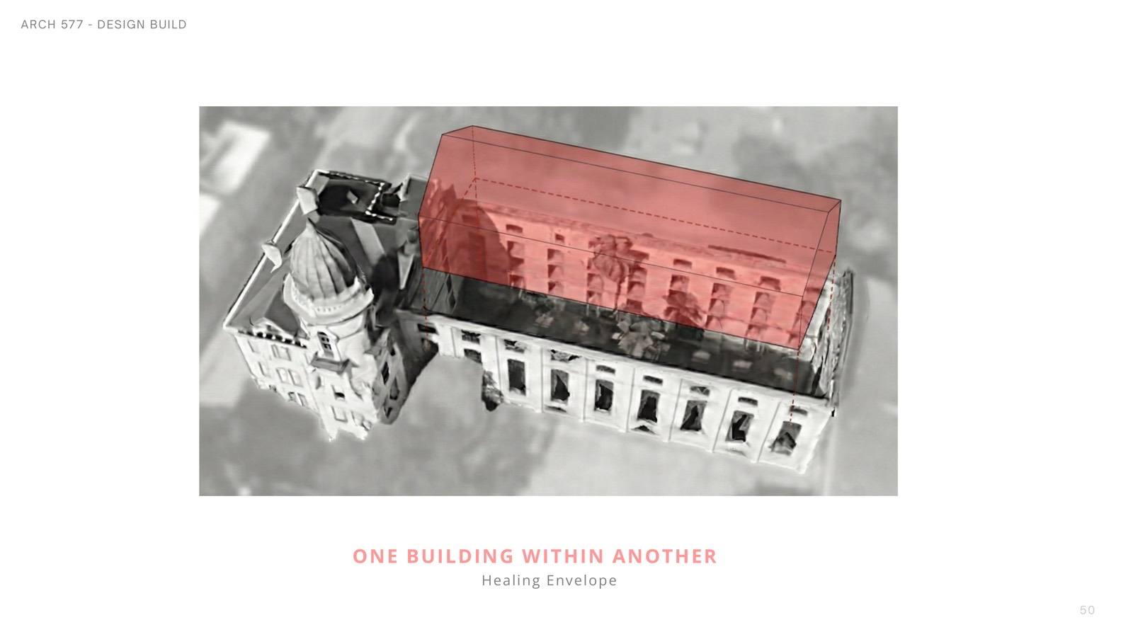 Float — one building within another, the Healing Envelope