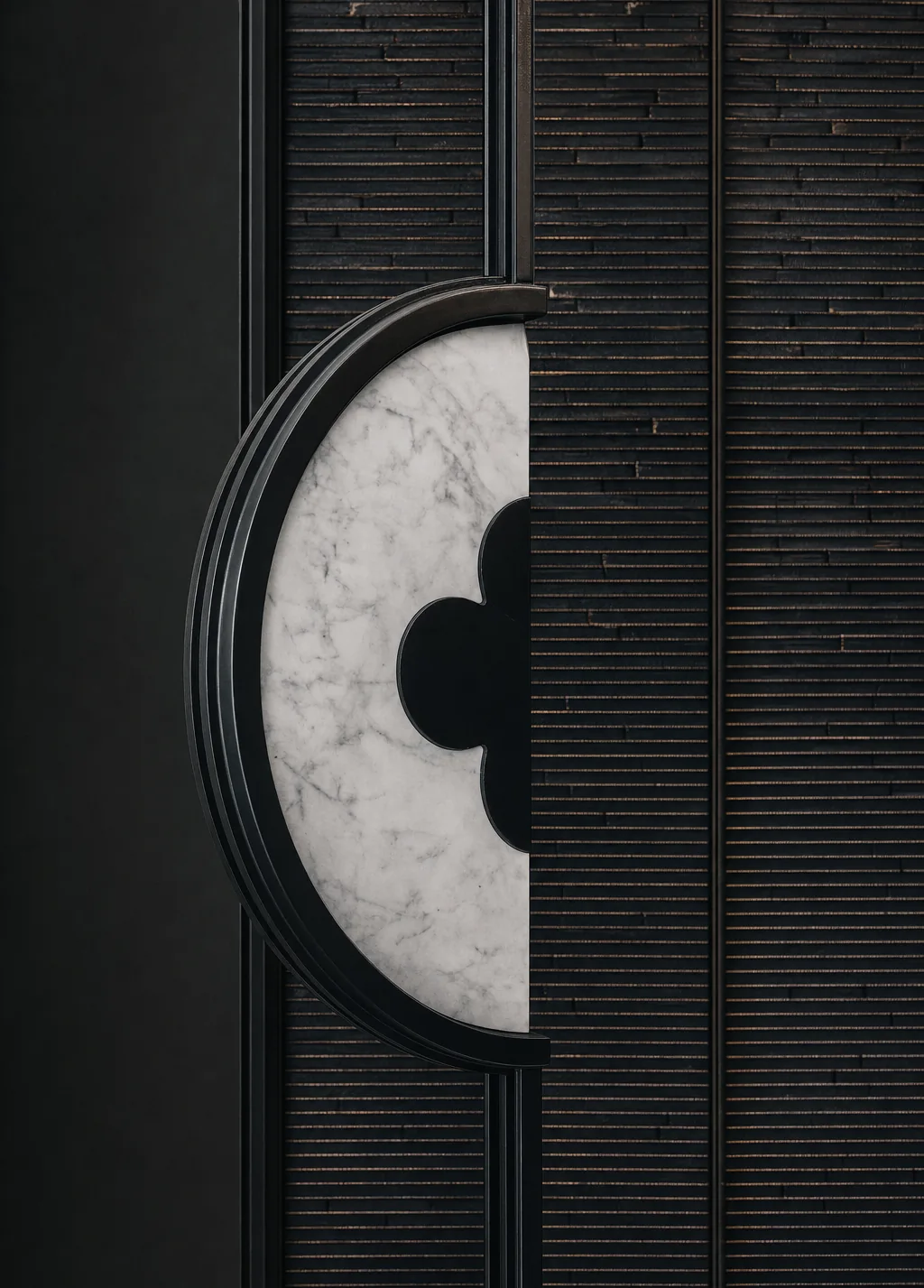 Circular medallion and brick wall