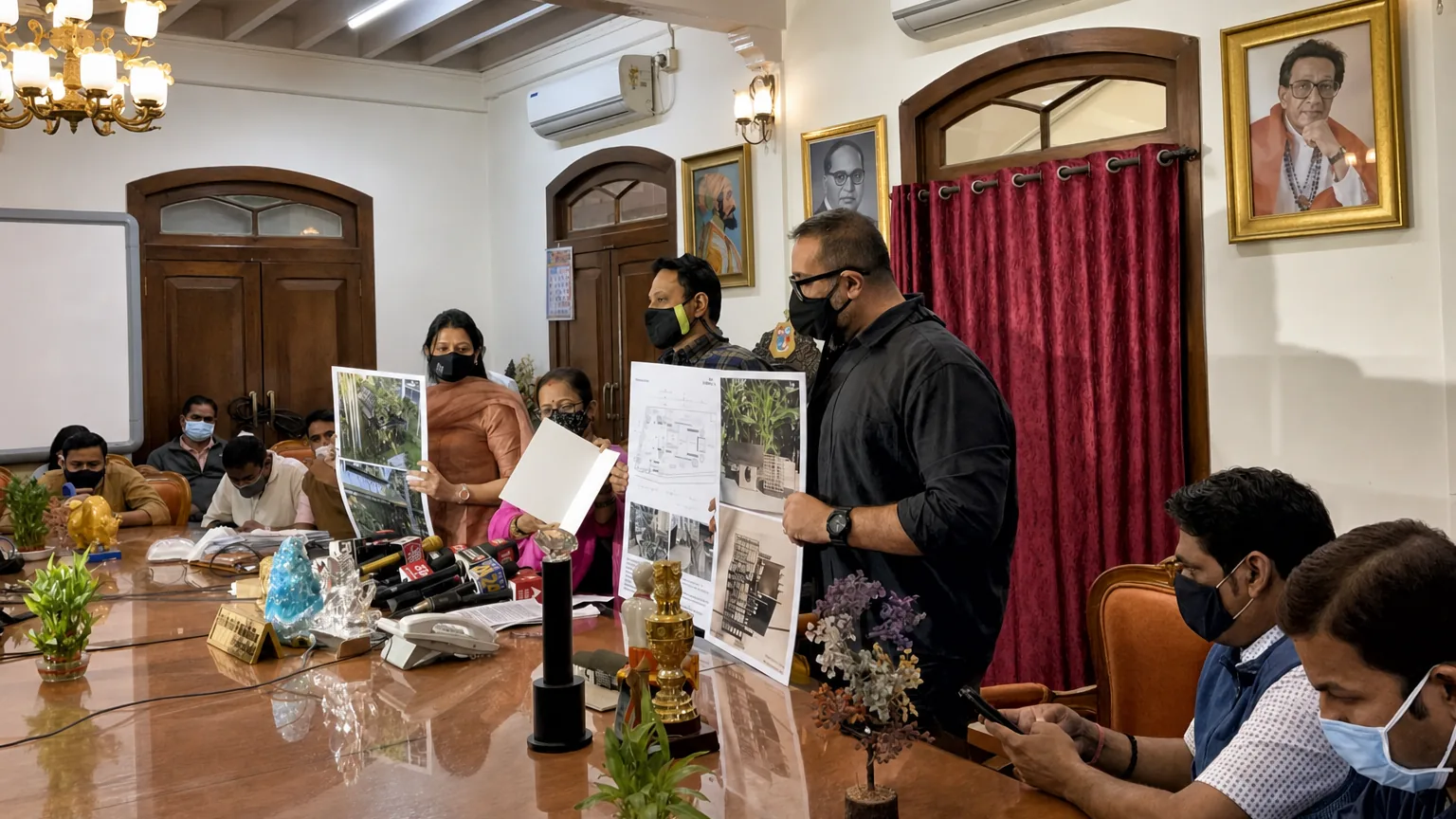 Pet Park — Official press conference at the Mayor's office presenting the Borivali pet park design proposal boards.
