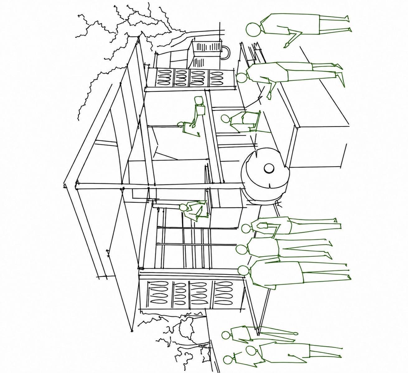 Community Kitchen Classroom — concept sketch