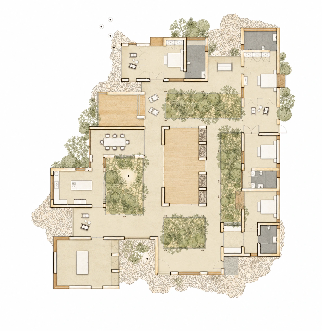 Seven Gardens, Jaipur — courtyard floor plan.