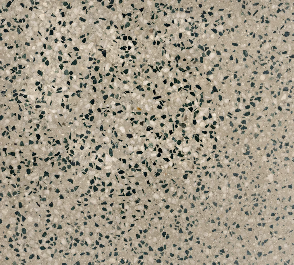 Unplugged — Terrazzo floor; AI-assisted architectural image edit.