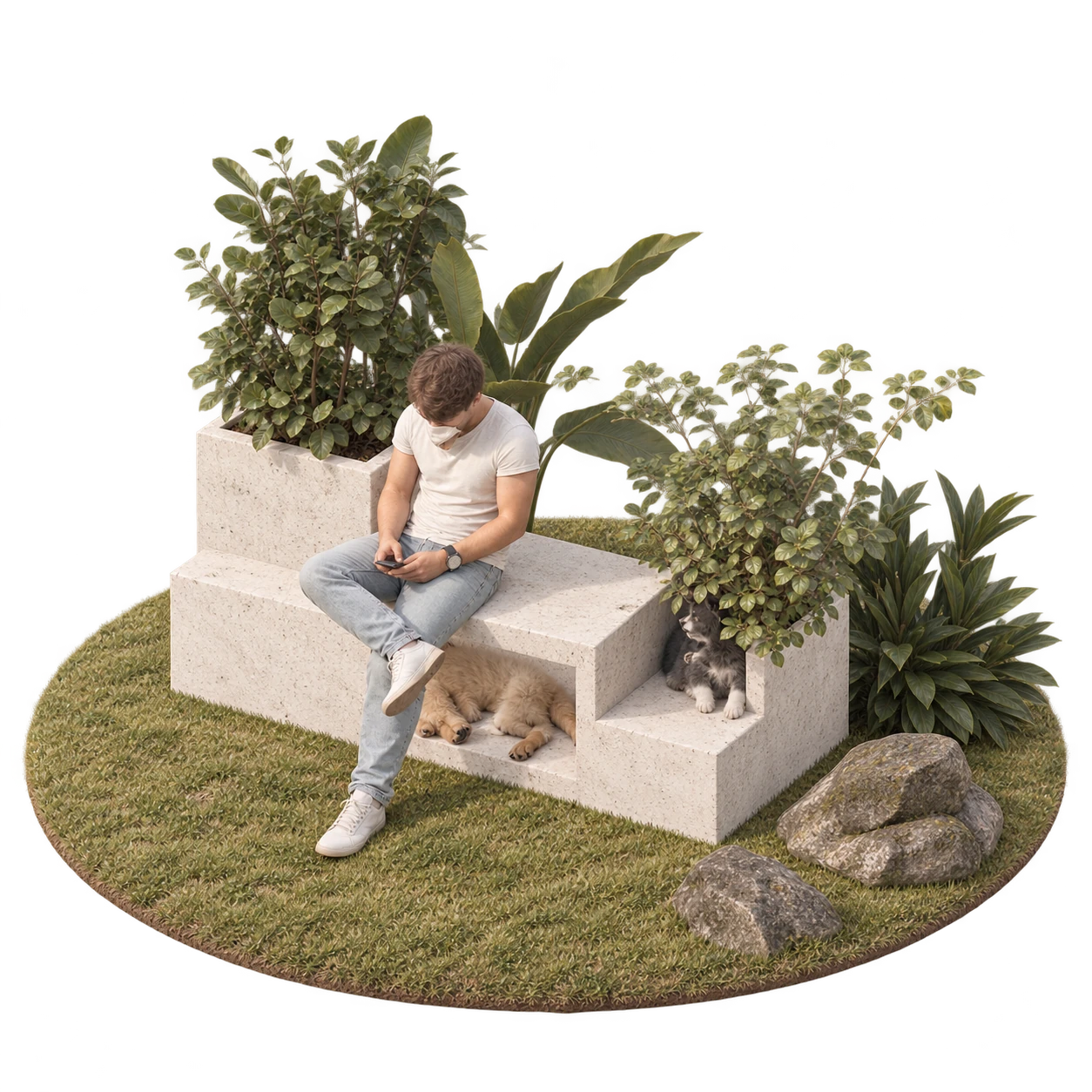 Stone Bench — Render