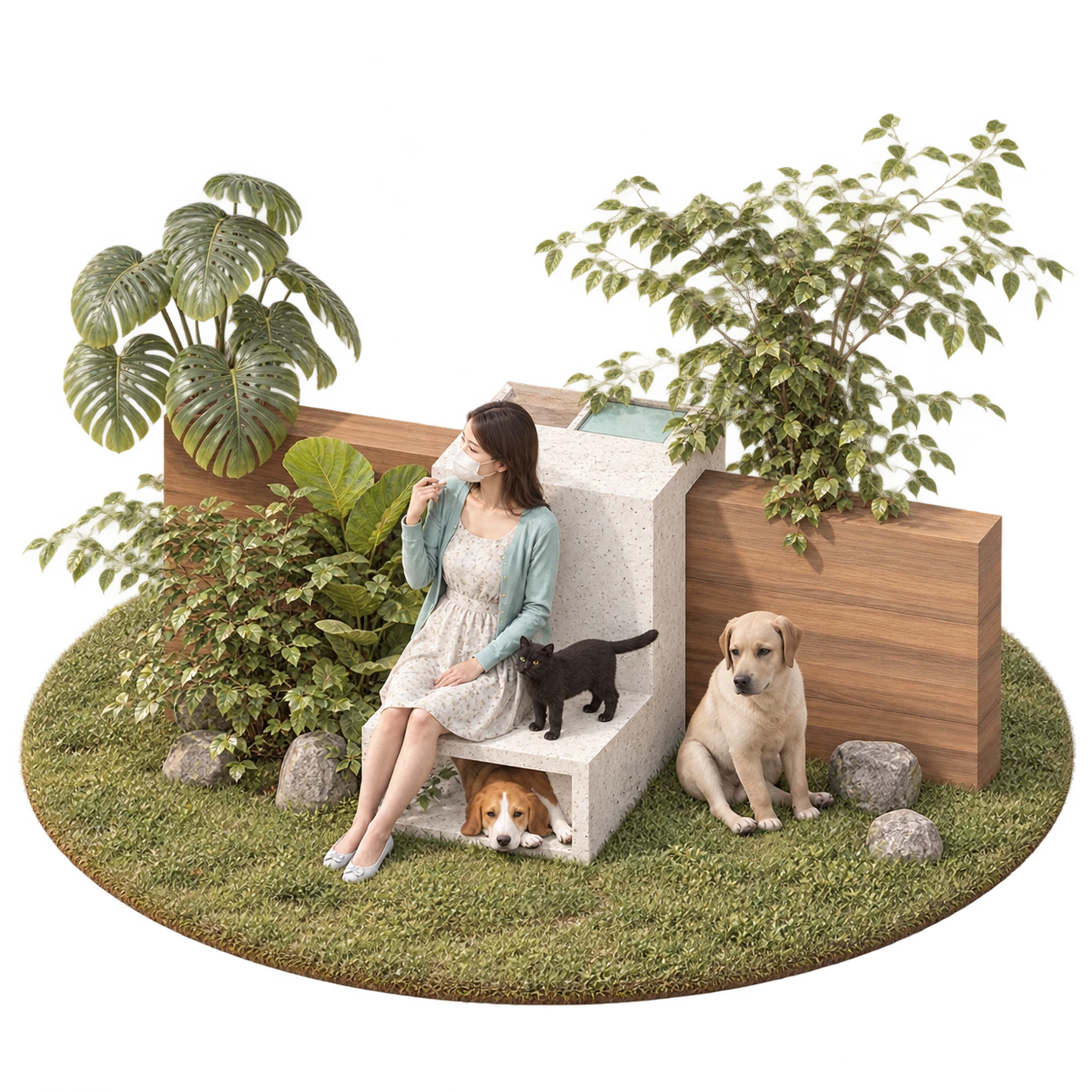 Earth Wall Bench — Render