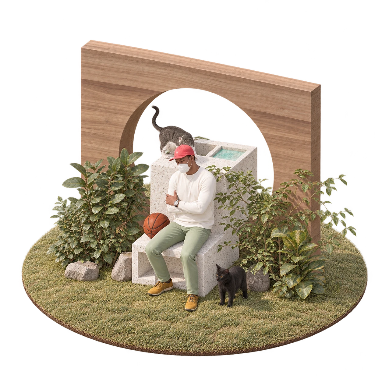 Circle Earth Bench — Render
