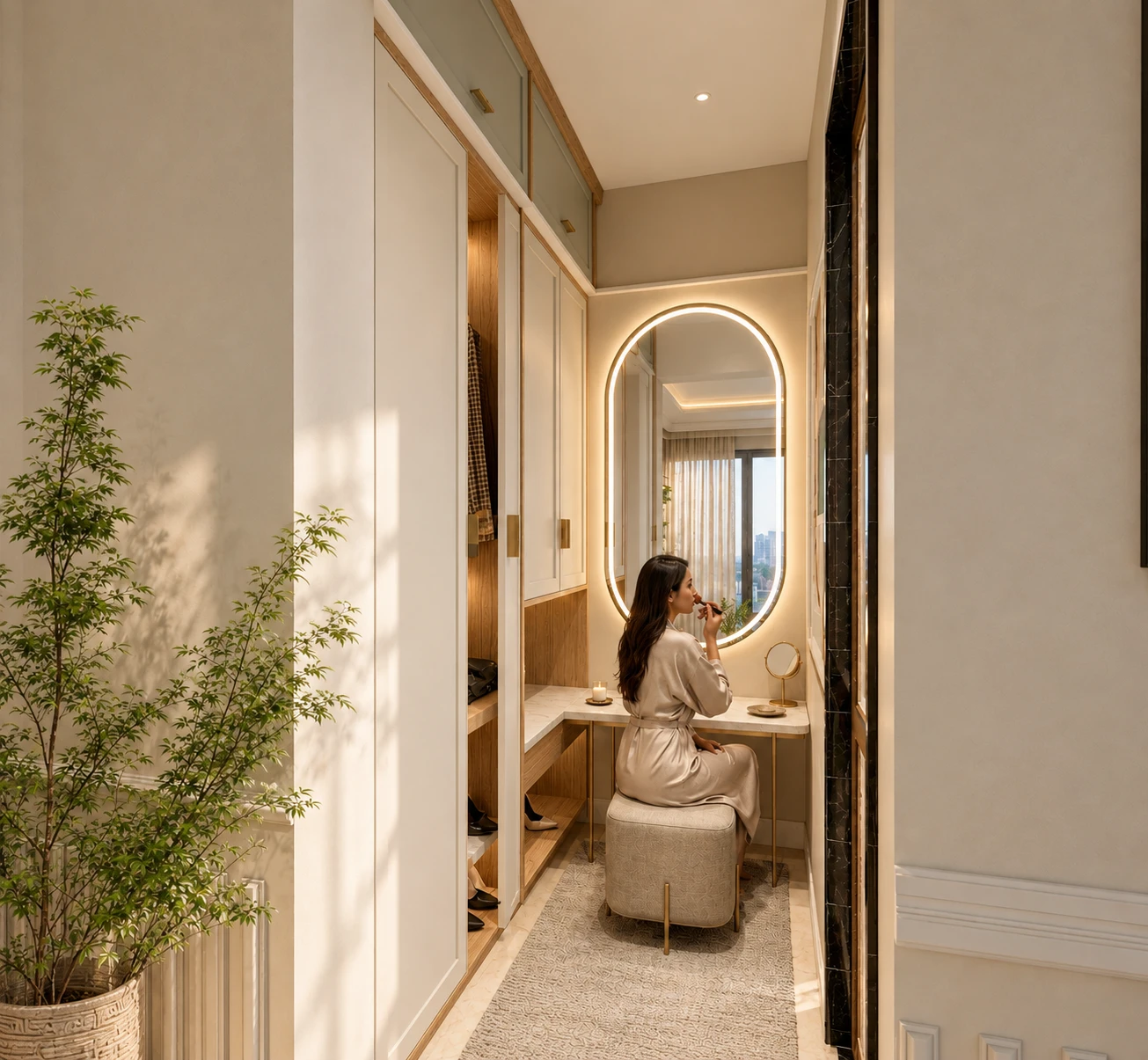 XBKC — Walk-in dressing area; AI-assisted architectural visualisation.